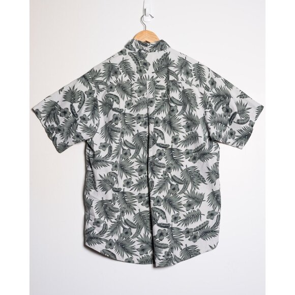 David Taylor Mens Floral Hawaiian Button Up Shirt Green White - Picture 4 of 5